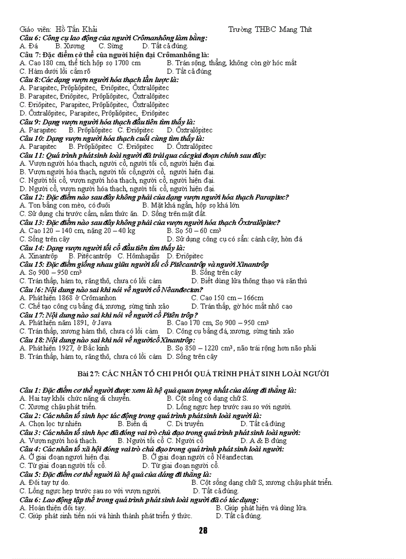 image for page Hệ thống câu hỏi trắc nghiệm sinh học 12