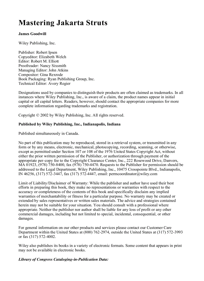 image for page Mastering jakarta struts