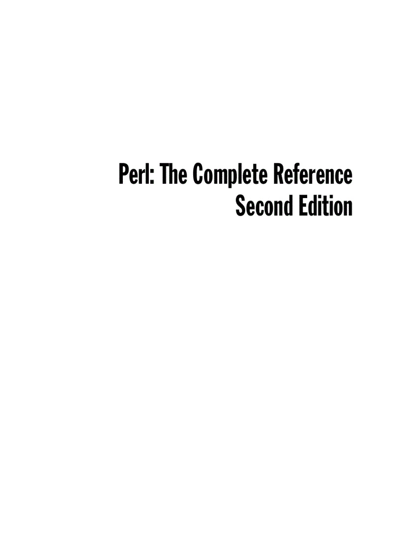 The complete reference perl second edition