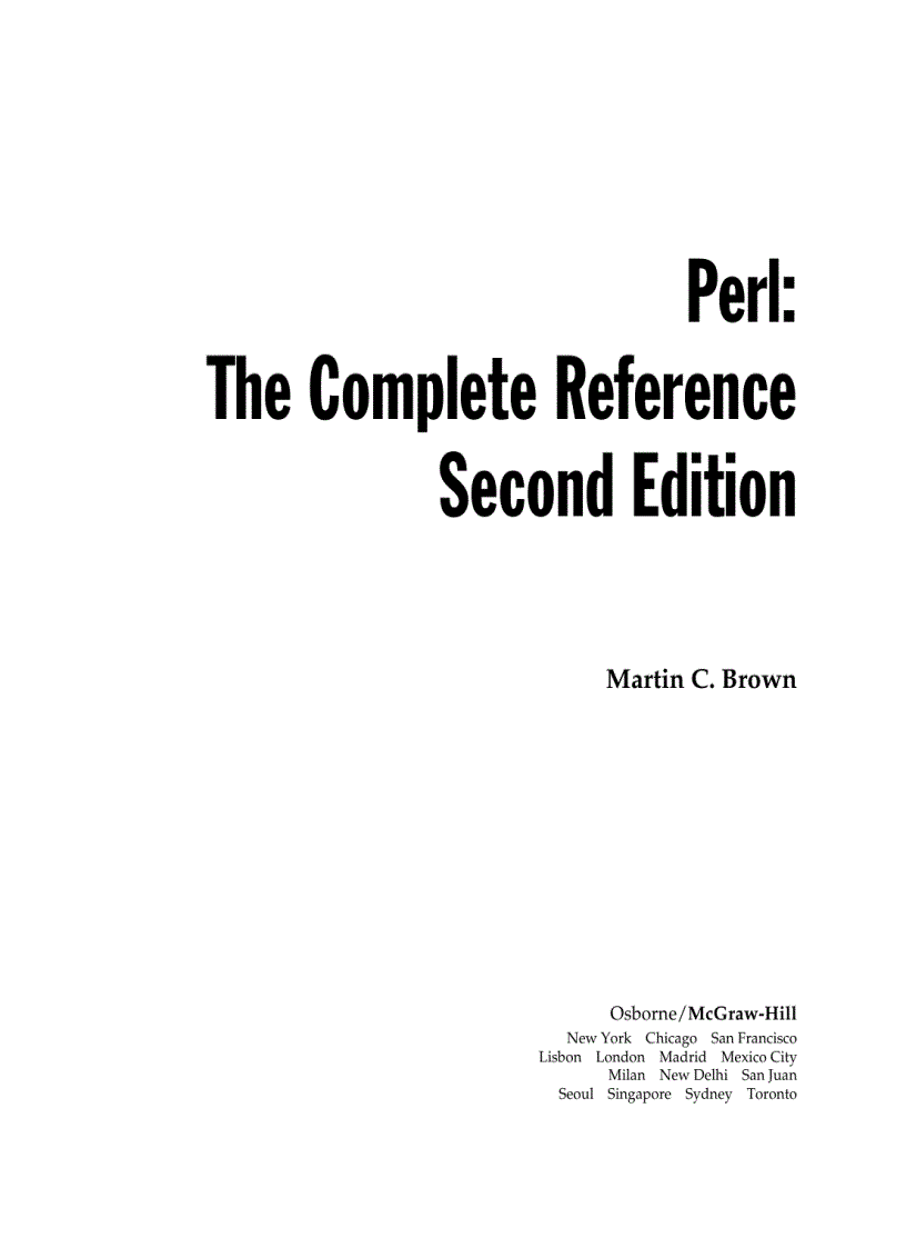 The complete reference perl second edition