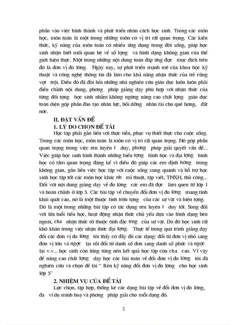 image for page Đề tài Rèn kỹ năng đổi đơn vị đo lường cho học sinh lớp 5