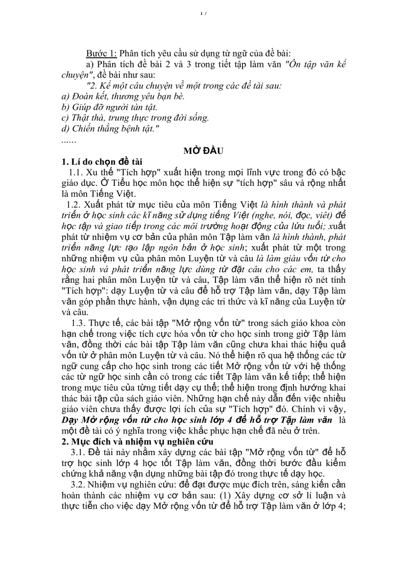 image for page Tiếng việt 4 Dạy mở rộng vốn từ lớp 4 để hỗ trợ tập làm văn