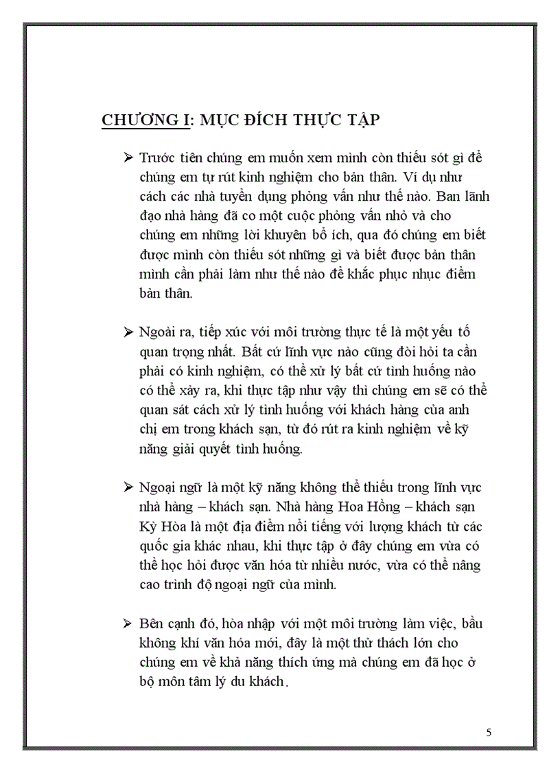 image for page Thực tập tại Khách sạn Kỳ Hòa