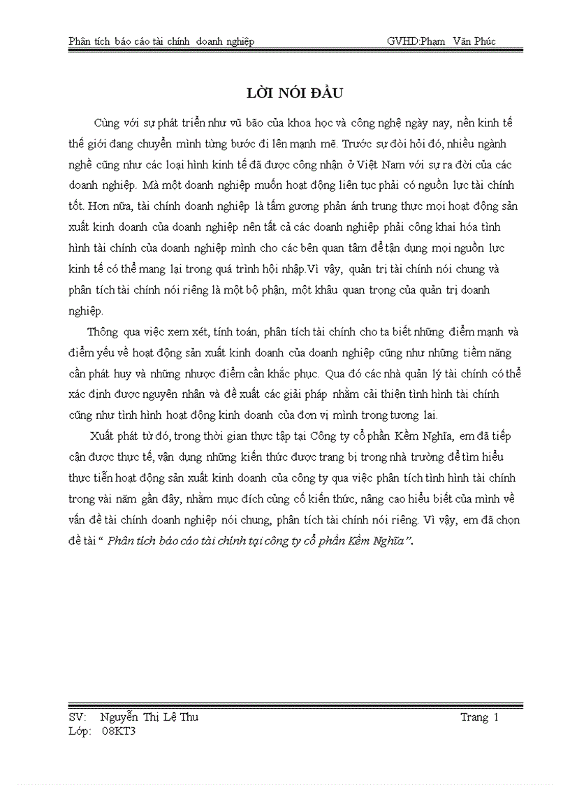 image for page Phân tích báo cáo tài chính tại công ty cổ phần Kềm Nghĩa