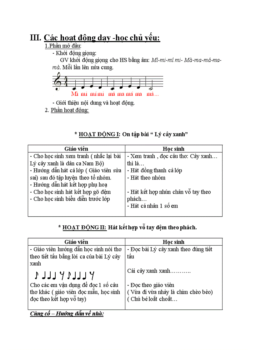 Học bài hát LÝ CÂY XANH