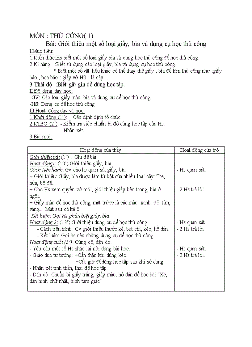 image for page THỦ CÔNG Giới thiệu một số loại giấy bìa và dụng cụ học thủ công