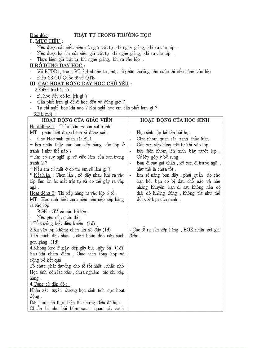 image for page Đạo đức TRẬT TỰ TRONG TRƯỜNG HỌC