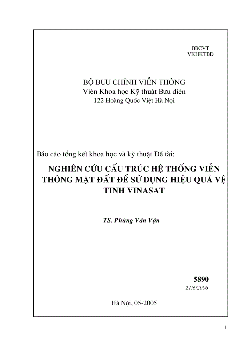 image for page Nghiên cứu cấu trúc hệ thống viễn thông mặt đất để sử dụng hiệu quả vệ tinh vinasat 1