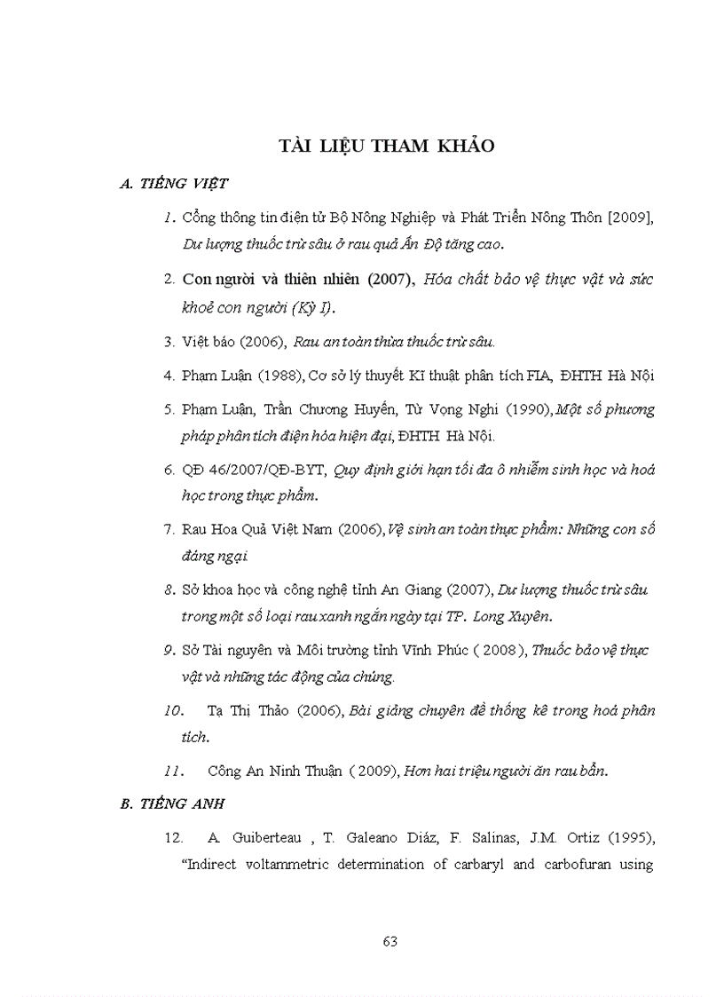 image for page Xác định hóa chất bảo vệ thực vật carbamat trong một số loại rau quả bằng phương pháp sắc ký lỏng khối phổ LC MS