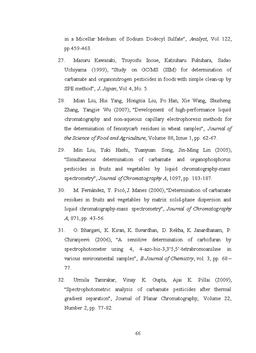 image for page Xác định hóa chất bảo vệ thực vật carbamat trong một số loại rau quả bằng phương pháp sắc ký lỏng khối phổ LC MS