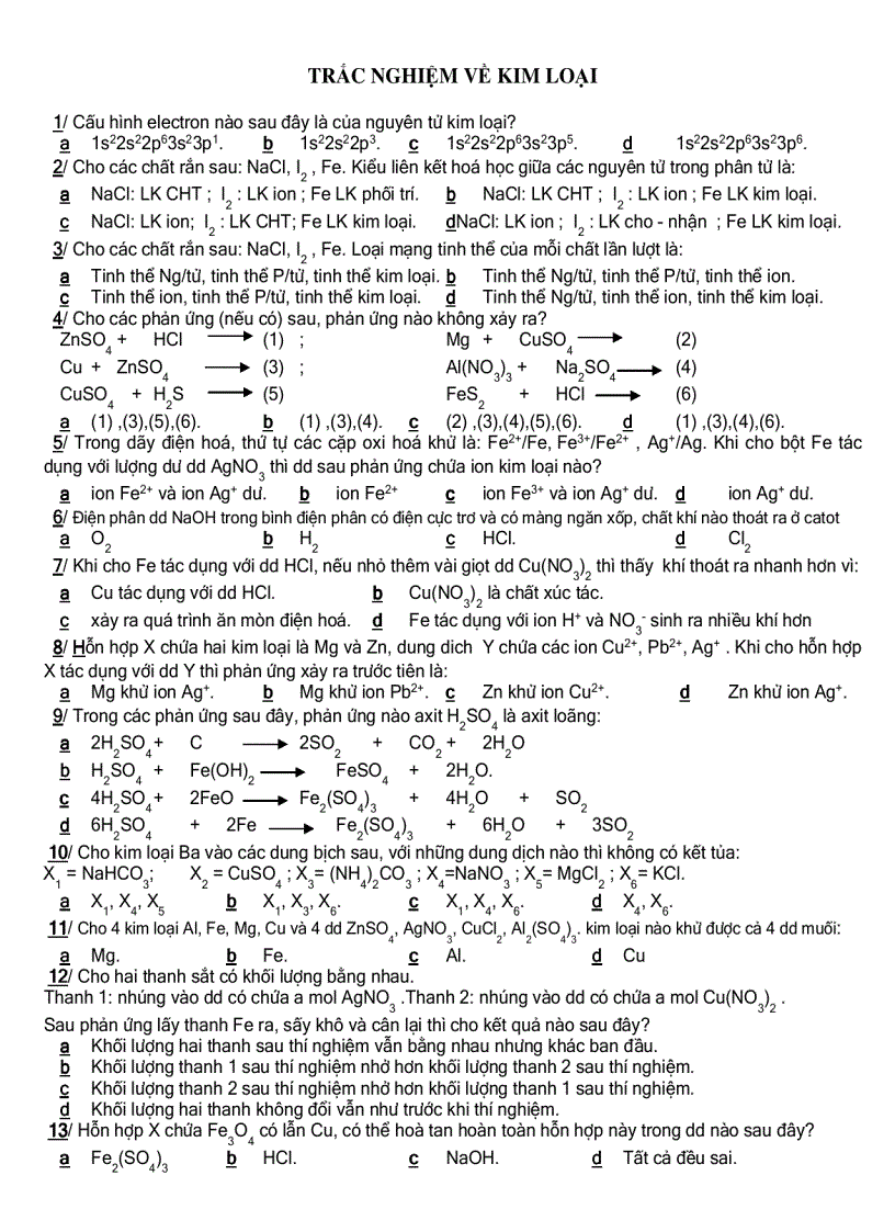 image for page Đề trắc nghiệm môn hóa 12