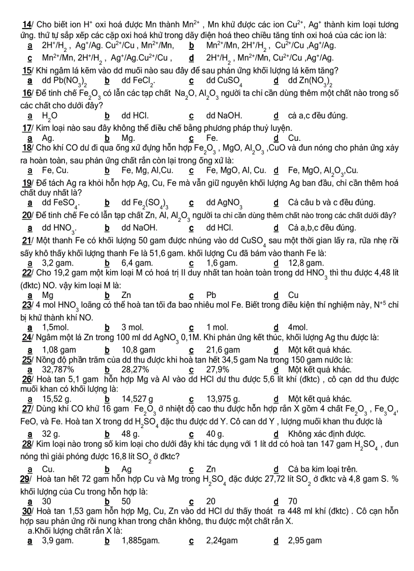 image for page Đề trắc nghiệm môn hóa 12