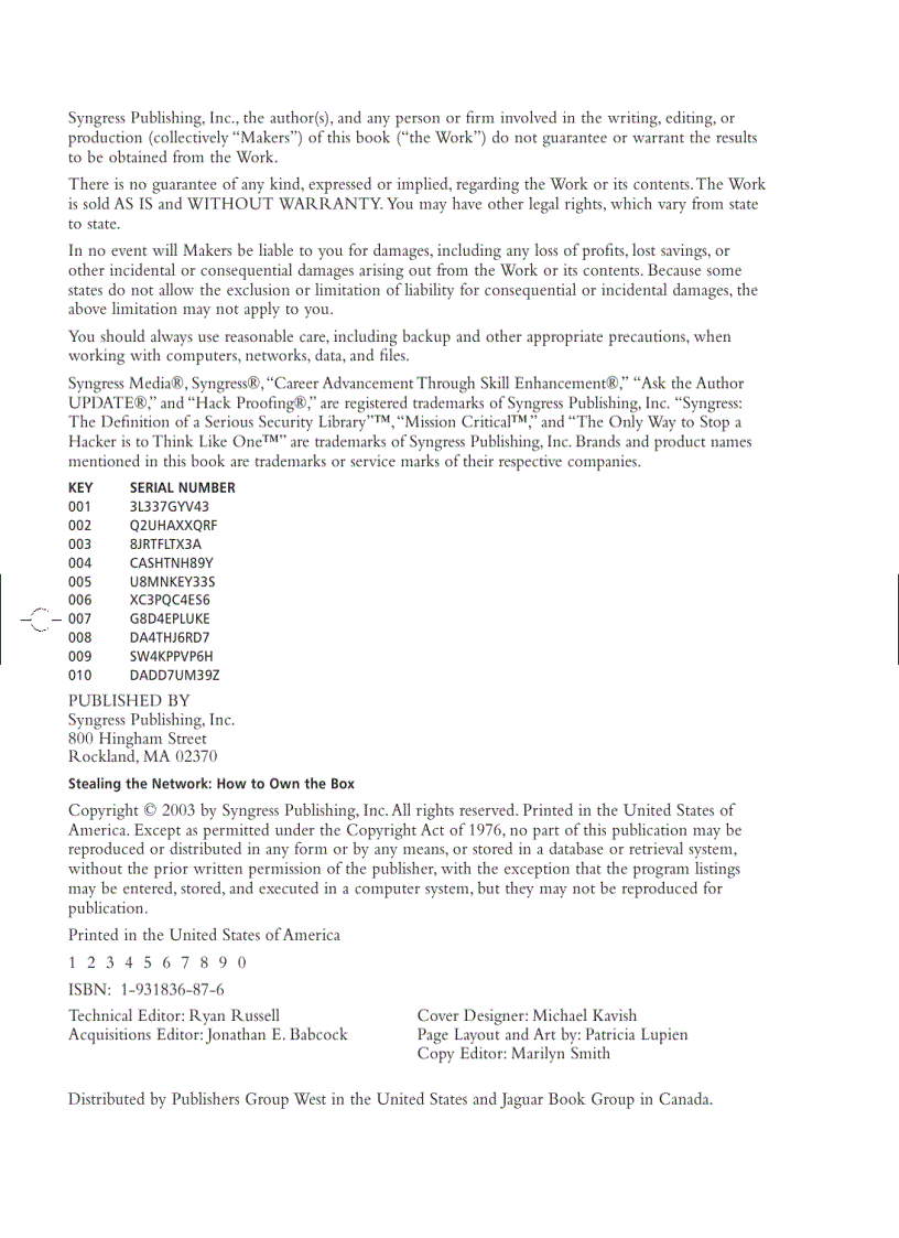 image for page Stealing the network how to own the box
