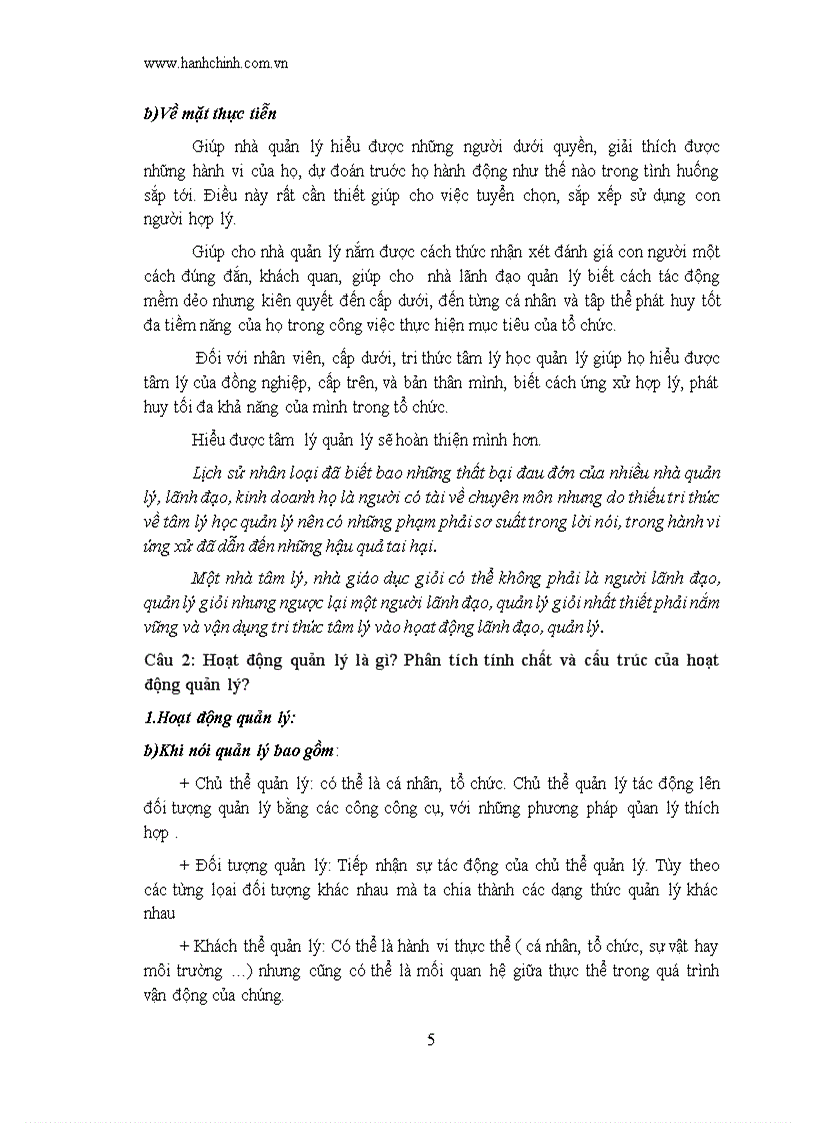 image for page Đề cương câu hỏi tâm lý quản lý