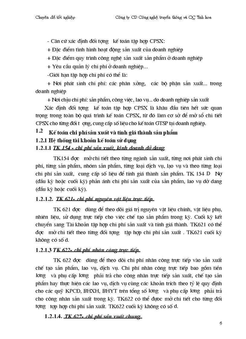 image for page Hoàn thiện kế toán chi phí sản xuất và tính giá thành sản phẩm công ty truyền thông và quảng cáo Tinh Hoa