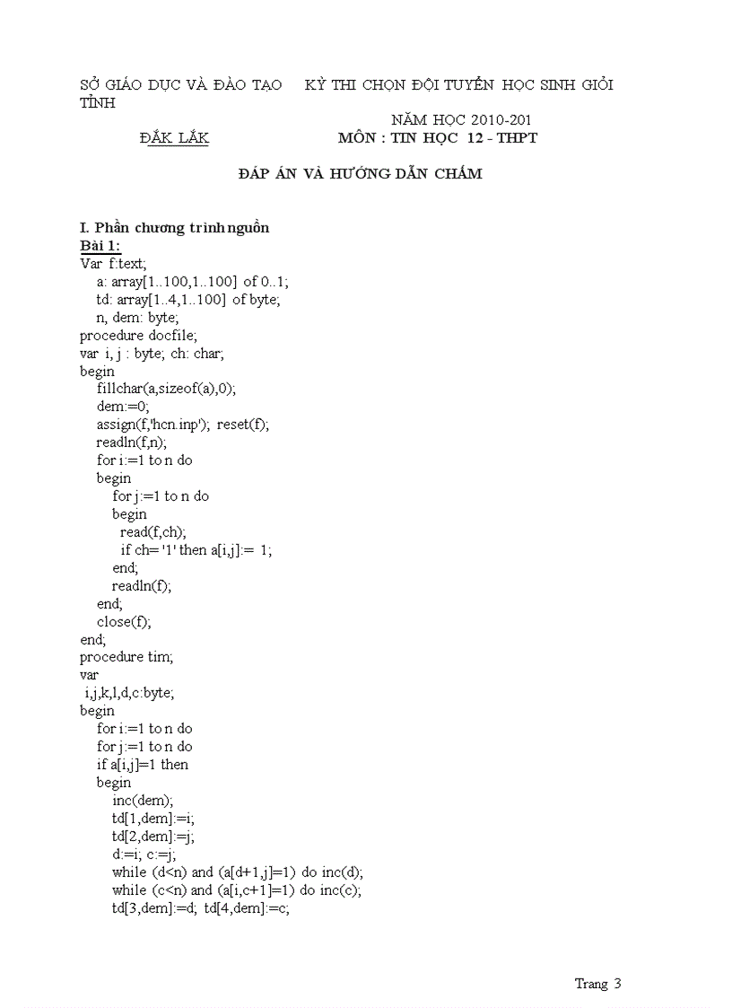 Download Đề thi học sinh giỏi lớp 12 môn tin học tỉnh Đắc Lắc năm học 2010 2011 Vòng 2 doc