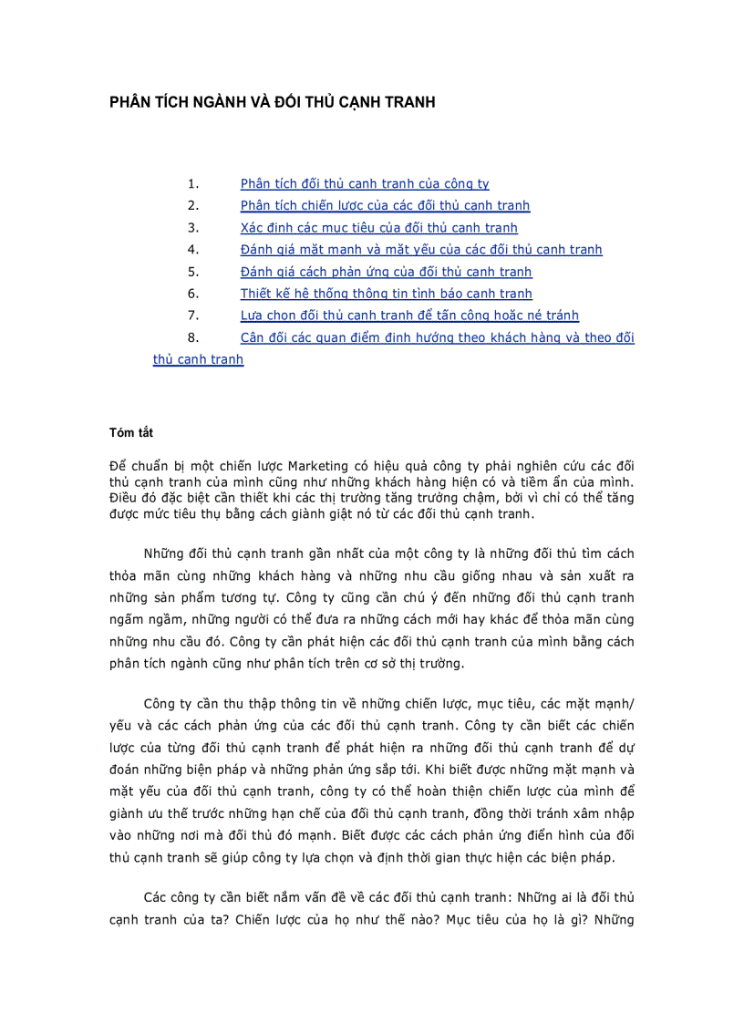 image for page Giáo trình Marketing PHÂN TÍCH NGÀNH VÀ ĐỐI THỦ CẠNH TRANH