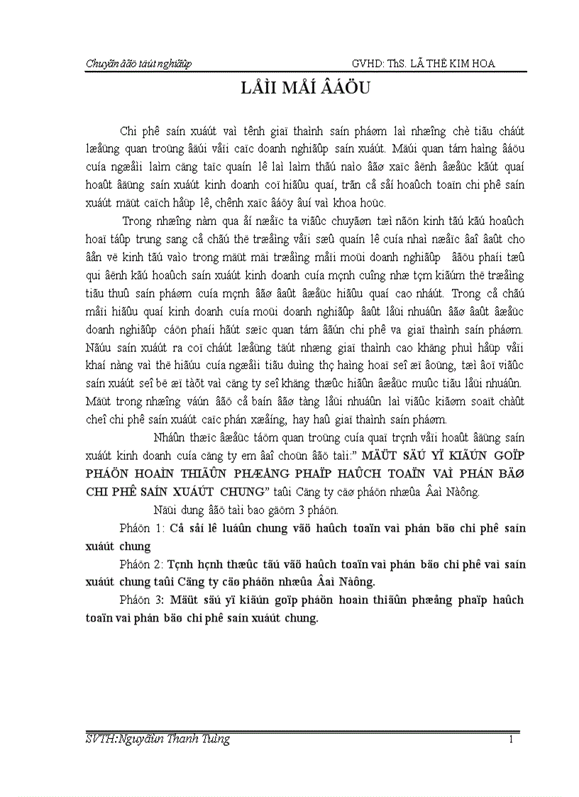 image for page Tiểu luận về Hạch toán và phân bổ chi phí sản xuất chung