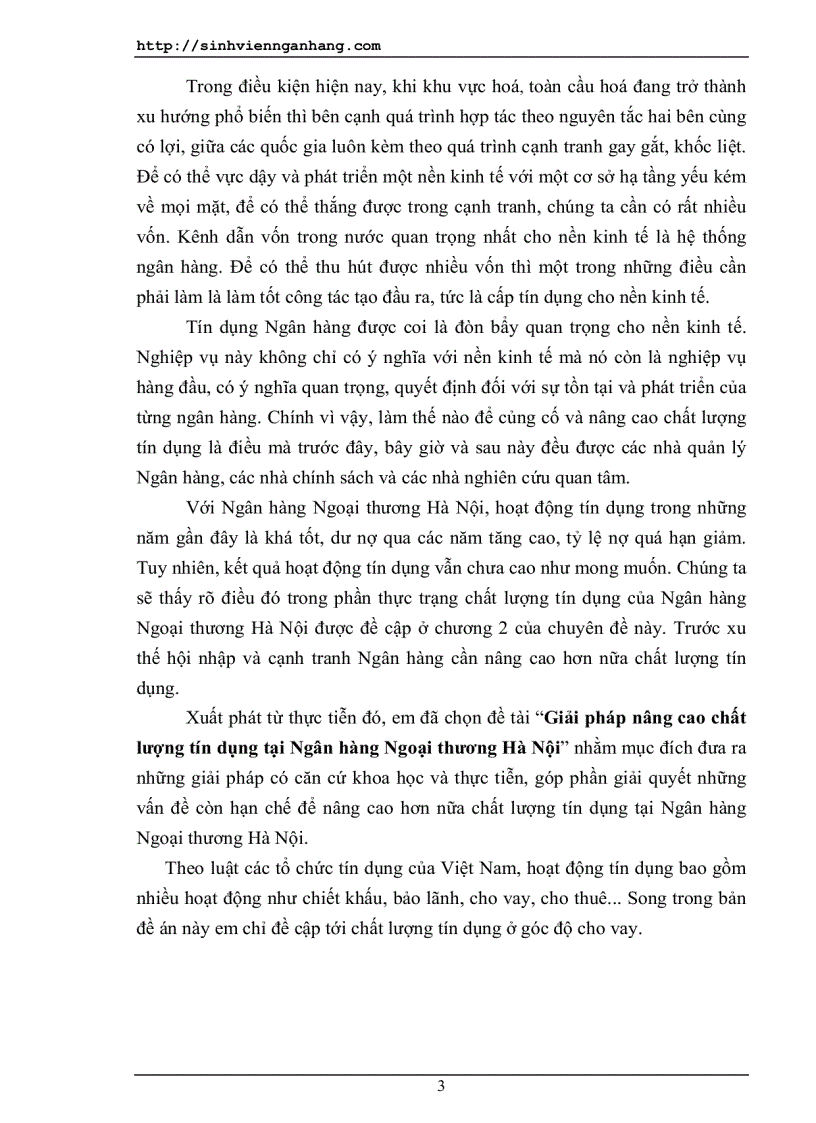 image for page Giải pháp nâng cao chất lượng tín dụng tại Ngân hàng Ngoại thương Hà Nội