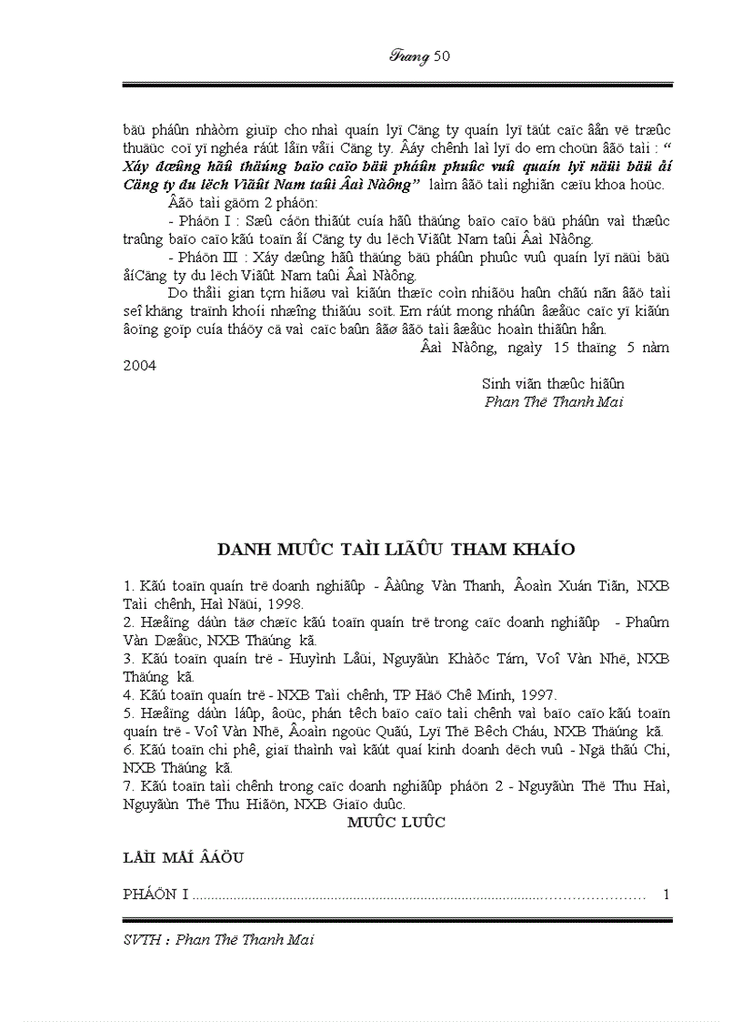 image for page Tiểu luận sự cần thiết của hệ thống báo cáo bộ phận và thực trạng báo cáo kế toán
