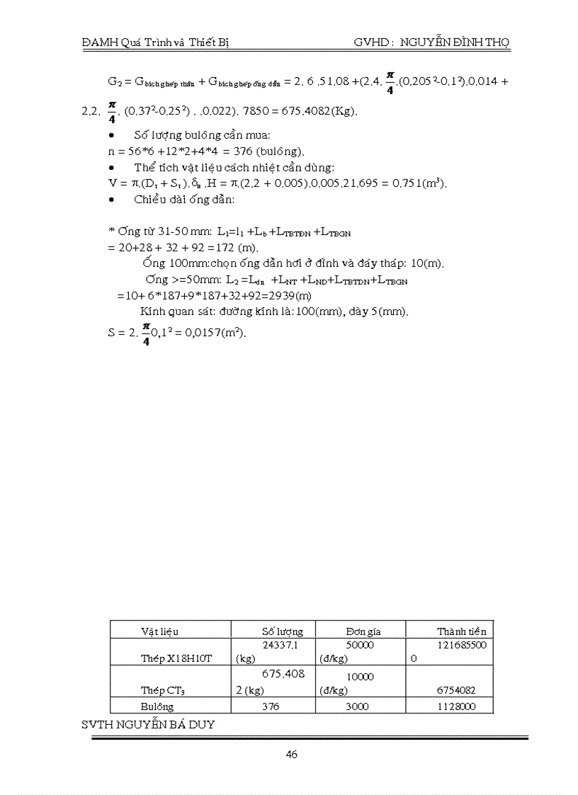 image for page Thiết kế tháp chưng cất hệ acid axetic Nước hoạt động liên tục với năng suất nhập liệu 5m3 h có nồng độ 8 mol acid axetic