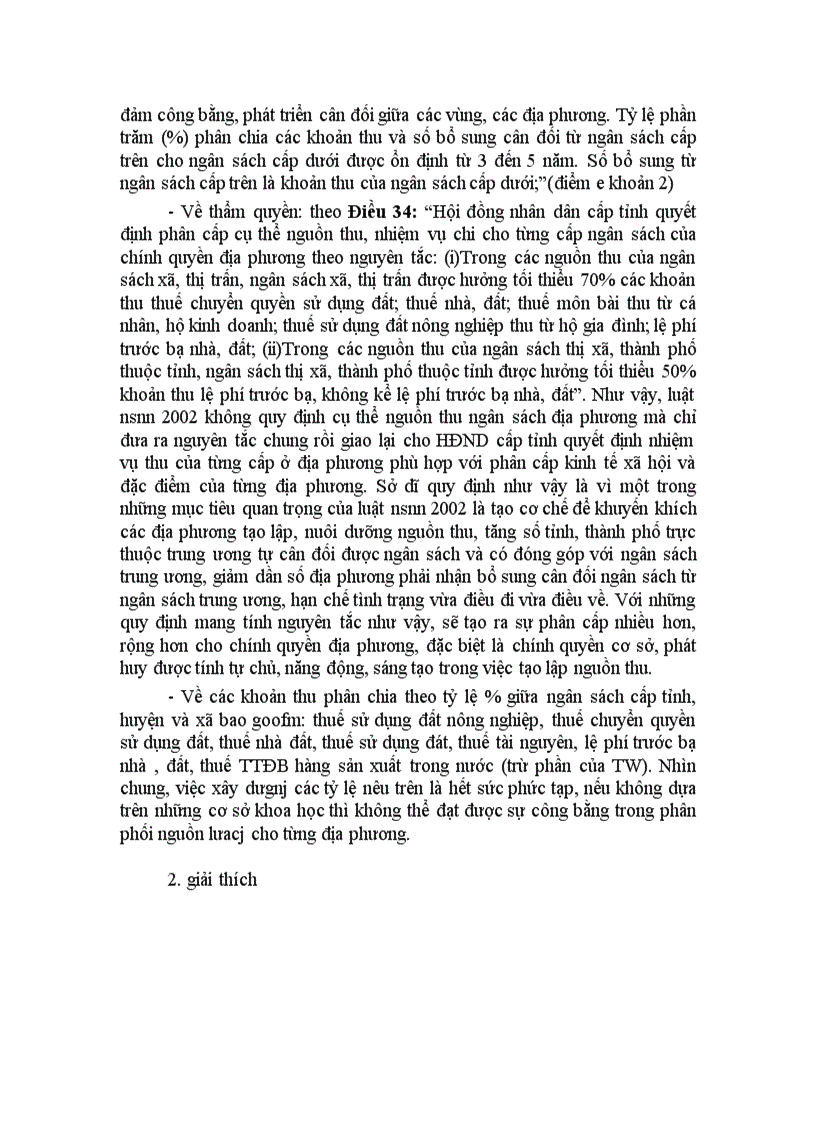 image for page Nêu và phân tích quy định pháp luật hiện hành về phân chia nguồn thu giữa các cấp ngân sách ở địa phương Giải thích