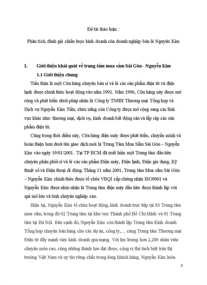 image for page Phân tích đánh giá chiến lược kinh doanh của doanh nghiệp bán lẻ Nguyên Kim