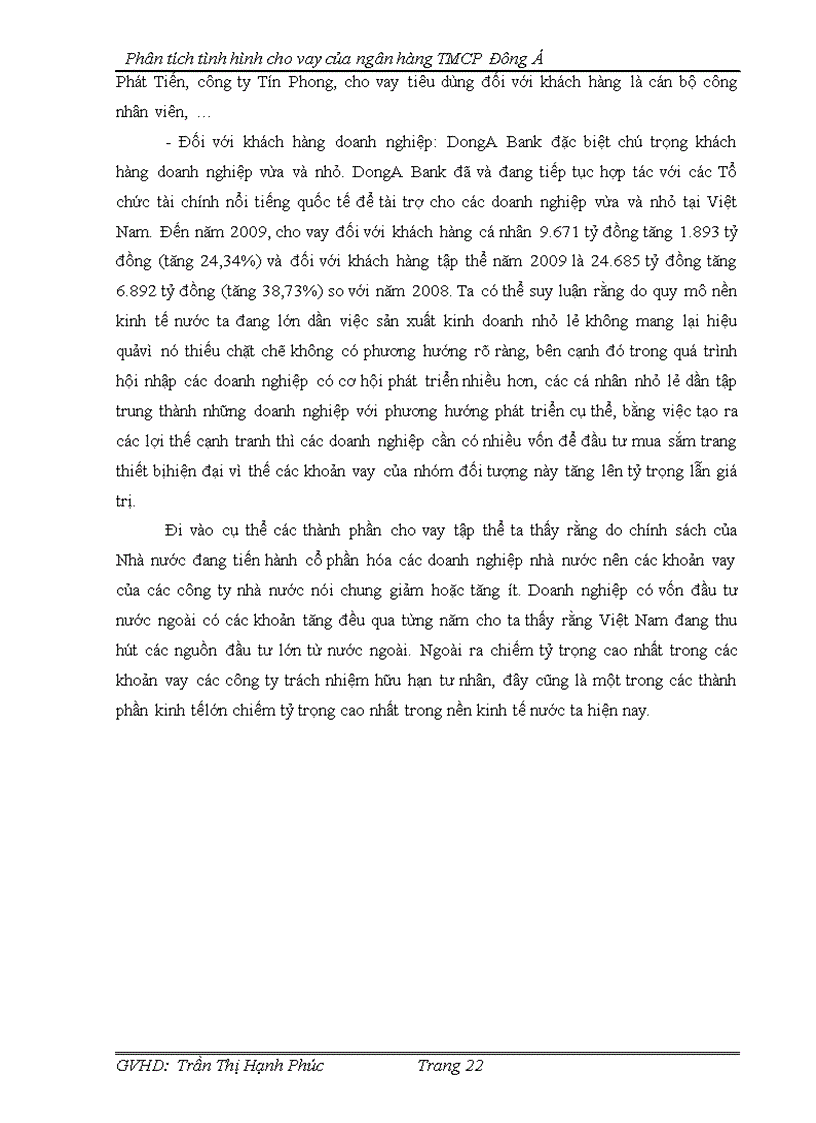 image for page Phân tích tình hình cho vay của ngân hàng thương mại cổ phần Đông Á