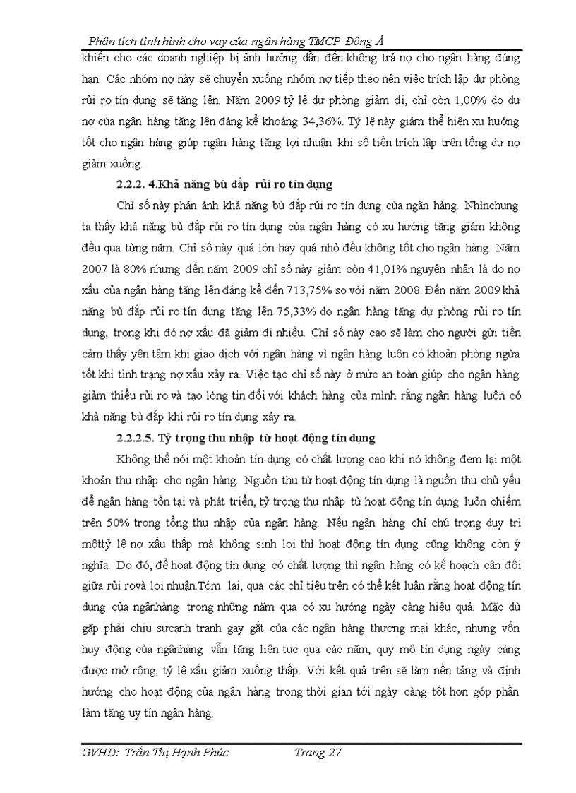 image for page Phân tích tình hình cho vay của ngân hàng thương mại cổ phần Đông Á