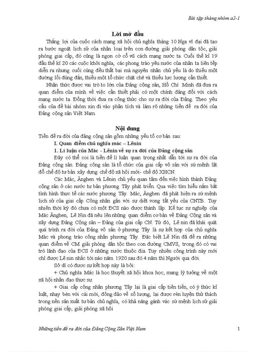 image for page Tiền đề ra đời của Đảng Cộng Sản Việt Nam