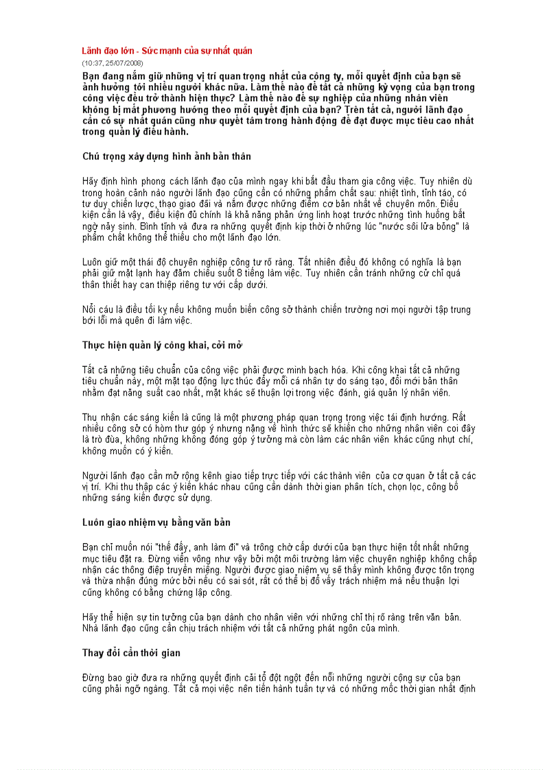 image for page Lãnh đạo lớn Sức mạnh của sự nhất quán