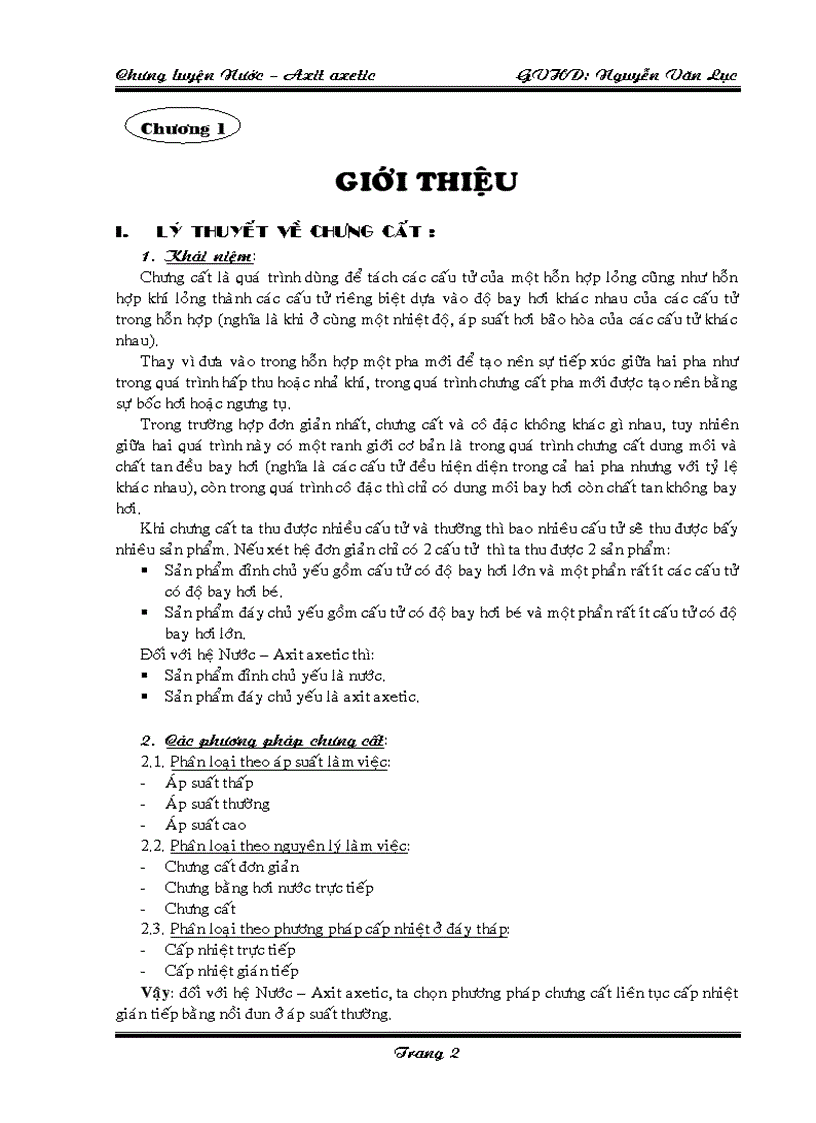 image for page Thiết kế hệ thống chưng cất Nước Axit axetic có năng suất là 3000 kg h nồng độ nhập liệu là 30 khối lượng nồng độ sản phẩm đỉnh là 95 5