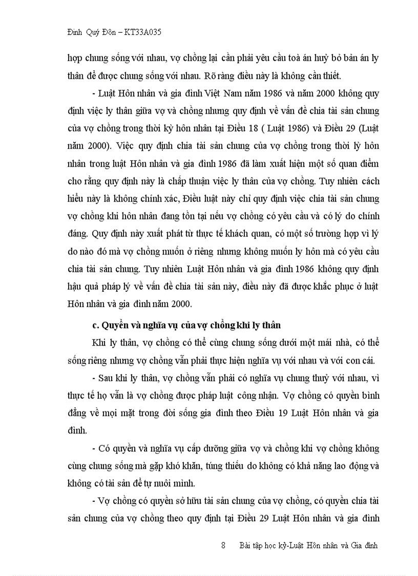 image for page Trình bày những hiểu biết của em về Ly thân theo hướng luật học