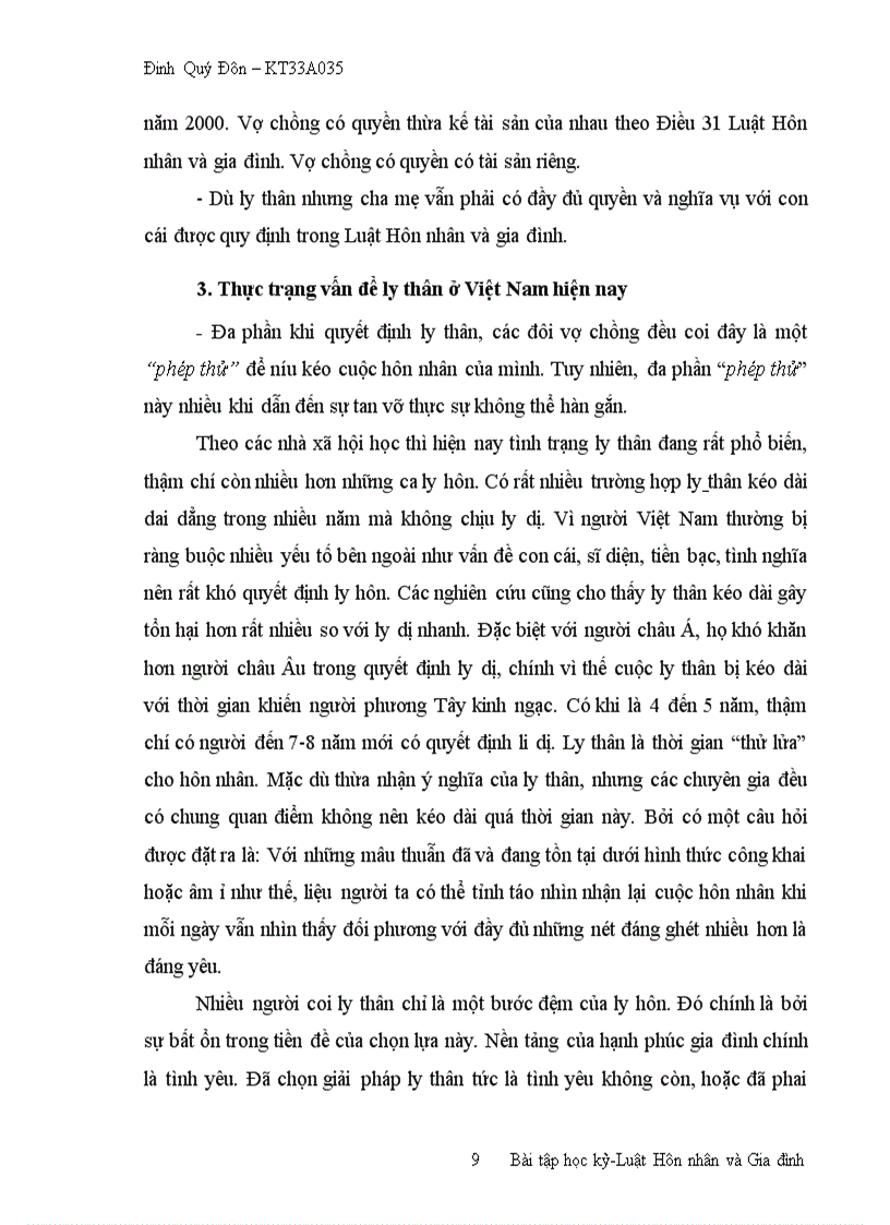 image for page Trình bày những hiểu biết của em về Ly thân theo hướng luật học
