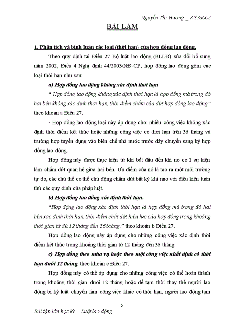 image for page Phân tích và bình luận các loại thời hạn của hợp đồng lao động giải quyết tình huống