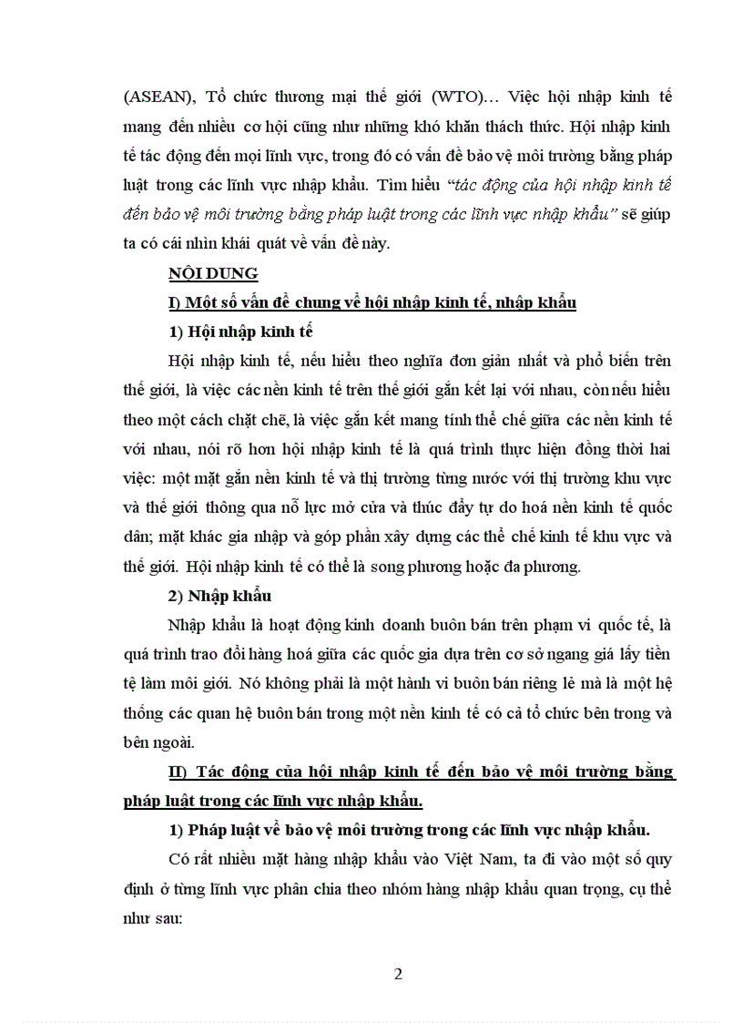 image for page Tác động của hội nhập kinh tế đến bảo vệ môi trường bằng pháp luật trong các lĩnh vực nhập khẩu