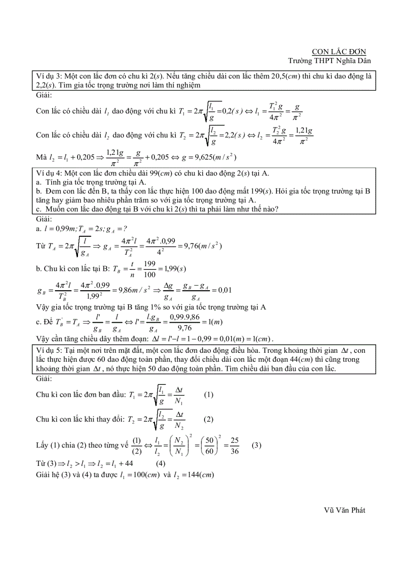 image for page CHUYÊN ĐỀ Con lắc đơn