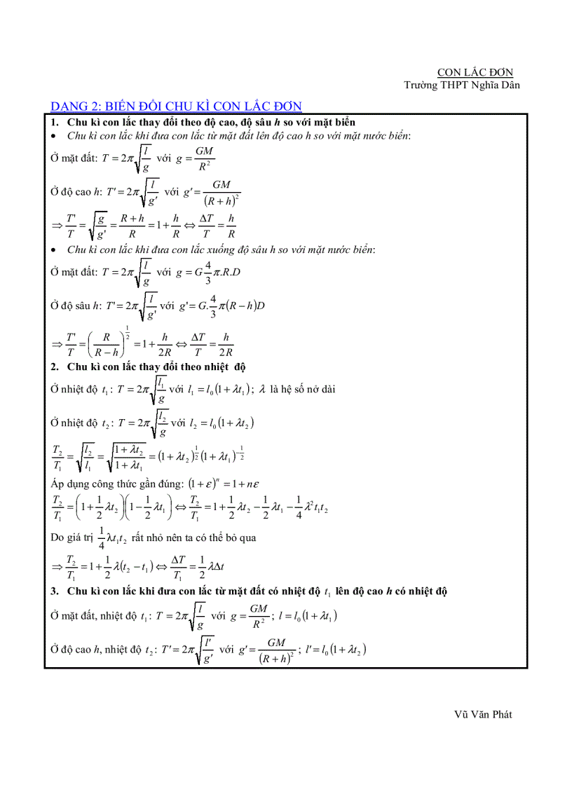 image for page CHUYÊN ĐỀ Con lắc đơn