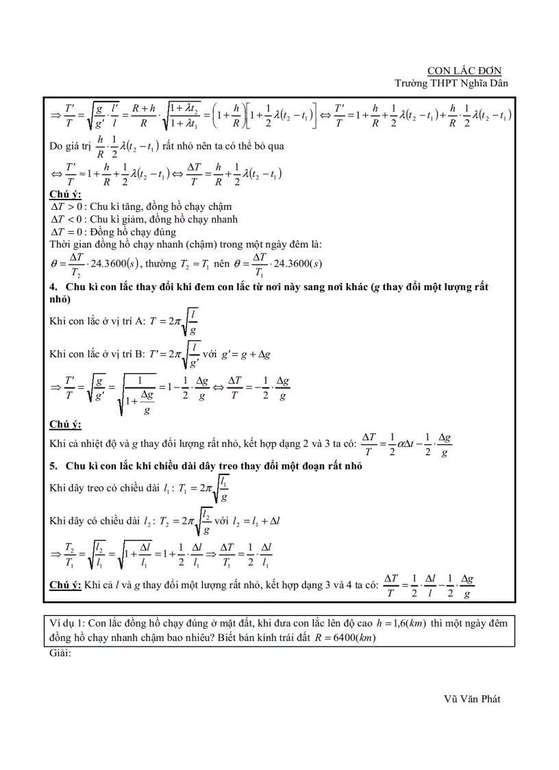 image for page CHUYÊN ĐỀ Con lắc đơn