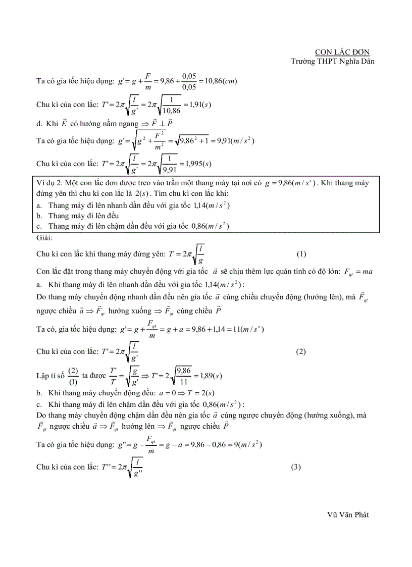 image for page CHUYÊN ĐỀ Con lắc đơn