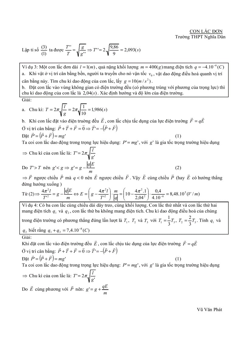 image for page CHUYÊN ĐỀ Con lắc đơn