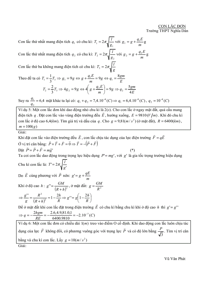 image for page CHUYÊN ĐỀ Con lắc đơn