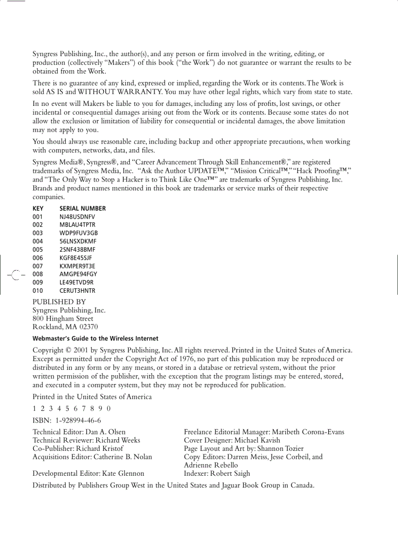 image for page Webmasters Guide to the Wireless Internet