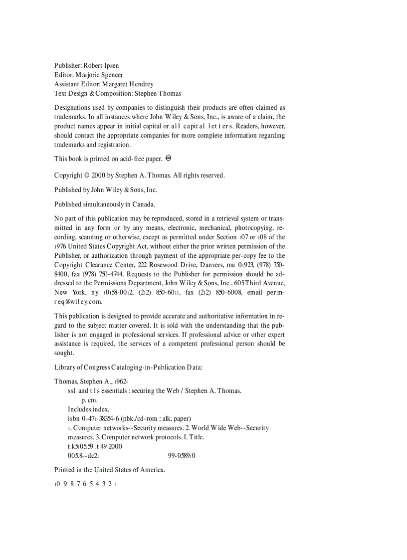 SSL TLS essentials Securing the web