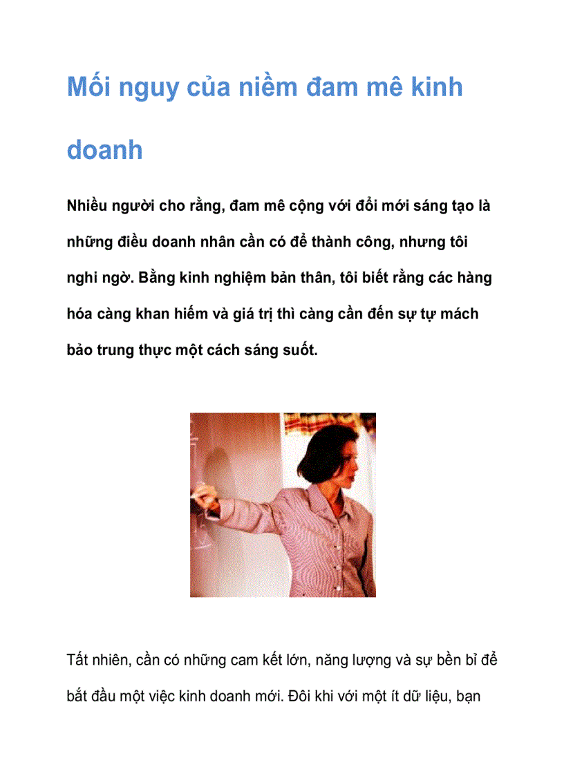 image for page Mối nguy của niềm đam mê kinh doanh