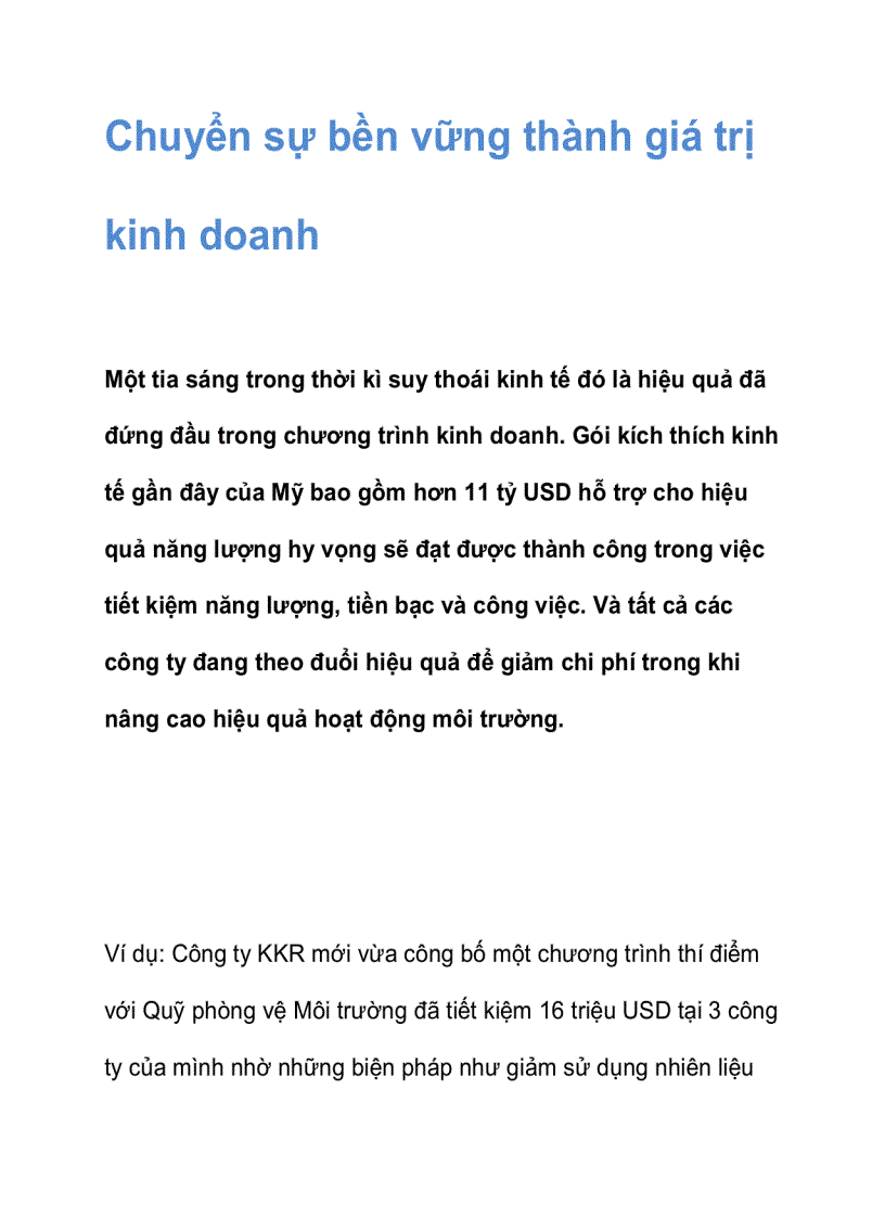image for page Chuyển sự bền vững thành giá trị kinh doanh