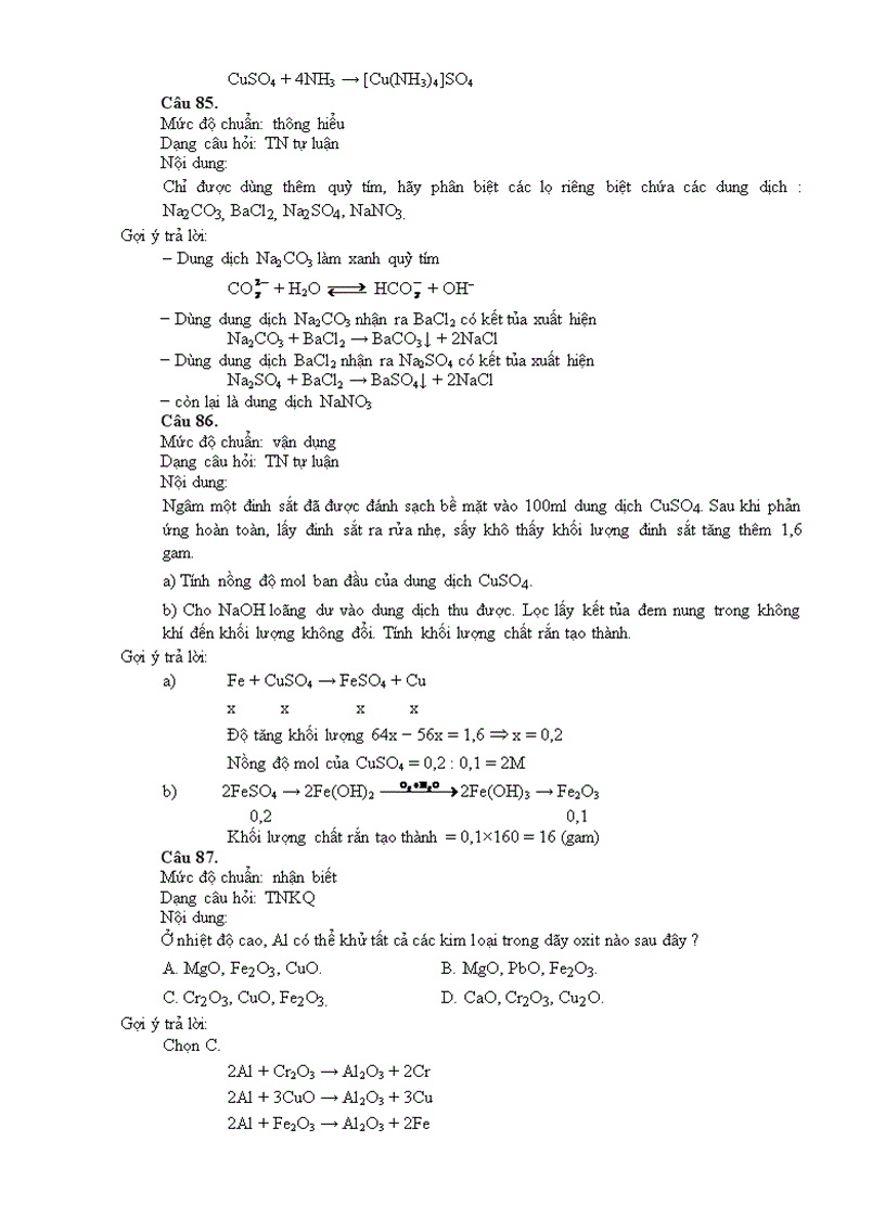 image for page TÀI LIỆU BỒI DƯỠNG CÁN BỘ QUẢN LÍ VÀ GIÁO VIÊN BIÊN SOẠN ĐỀ KIỂM TRA XÂY DỰNG THƯ VIỆN CÂU HỎI VÀ BÀI TẬP MÔN Hoá học CẤP TRUNG HỌC PHỔ THÔNG