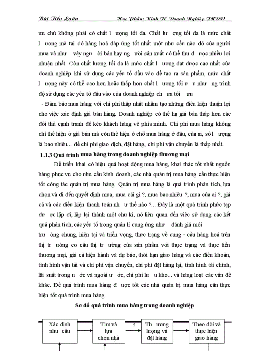 Bài Thảo Luận Kinh Tế Doanh Nghiệp Thương mại Dịch Vụ Phân tích quy trình mua hàng tại công ty bách hóa số 5 nam bộ