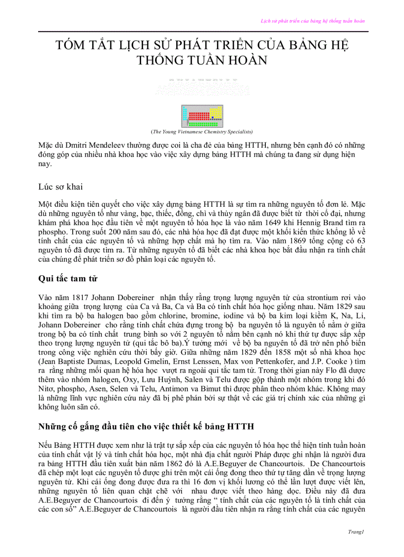 image for page Tóm tắt lịch sử phát triển của bảng hệ thống tuần hoàn