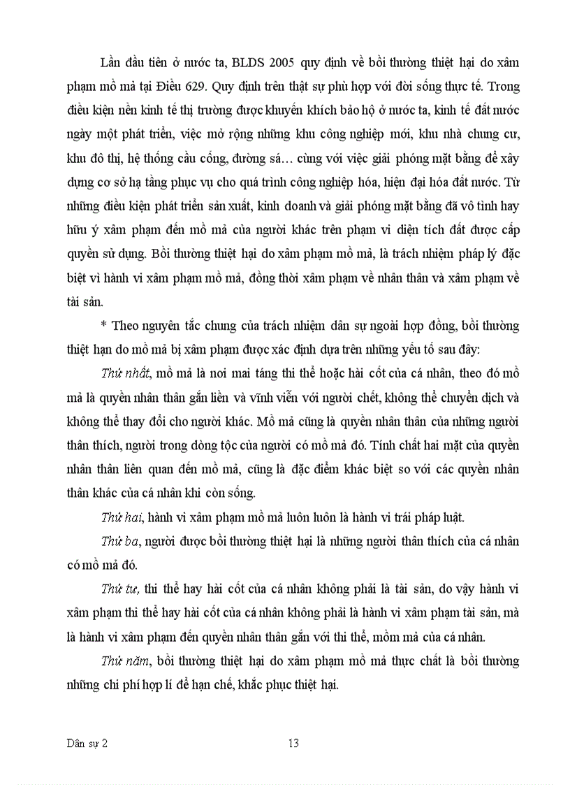 image for page Bài tập học kì dân sự 2 bồi thường thiệt hại do xâm phạm thi thể mồ mả